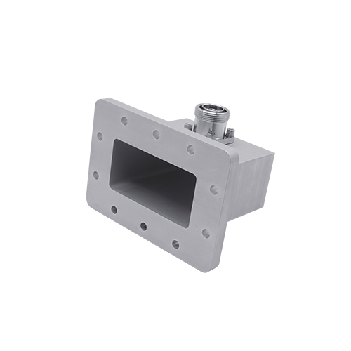 waveguide right angle adpater, wrd340 to din, s-band, 2kw, rfhic corporation